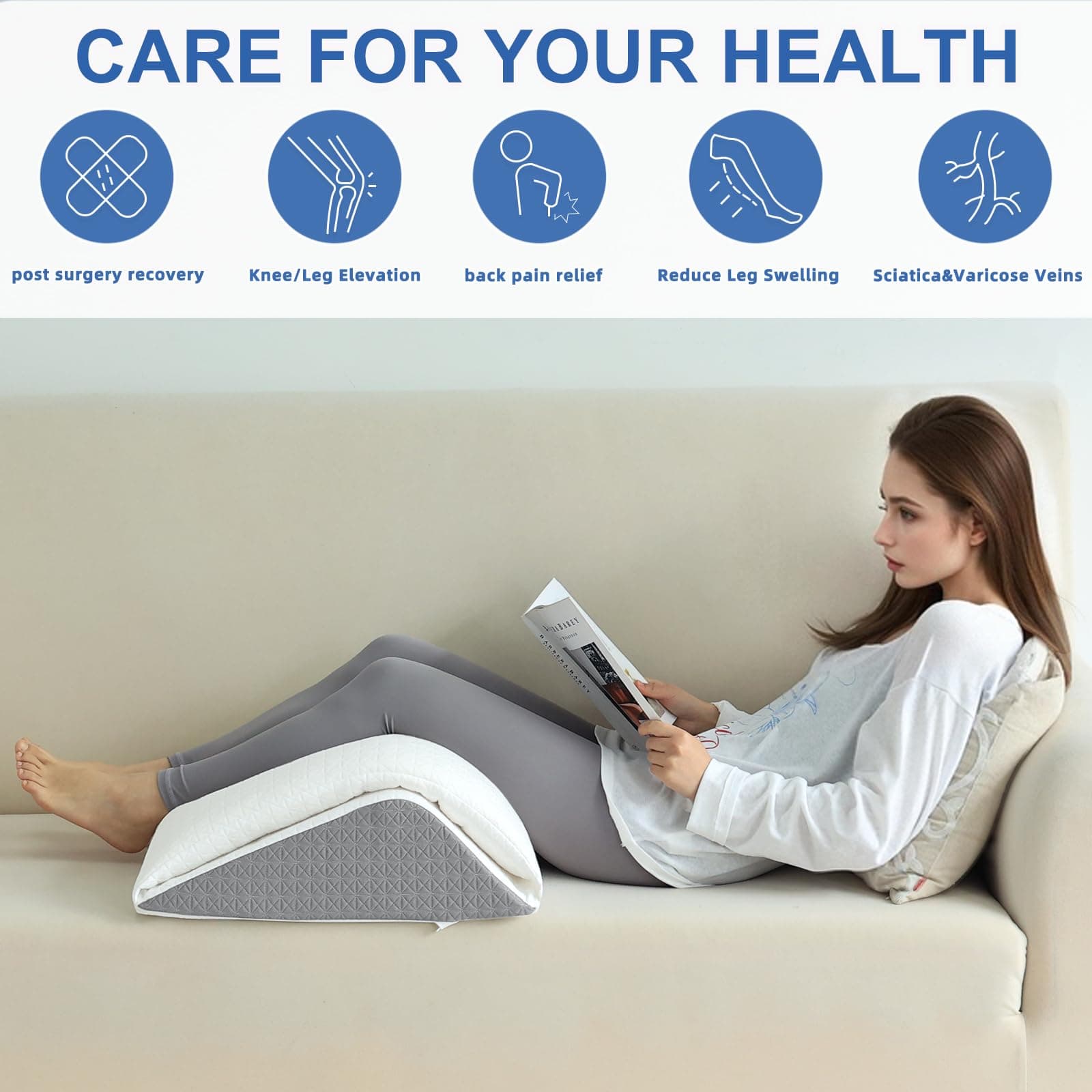 Knee Pillow Memory Foam Leg Wedge Pillow Leg Elevation Knee Support — image 2