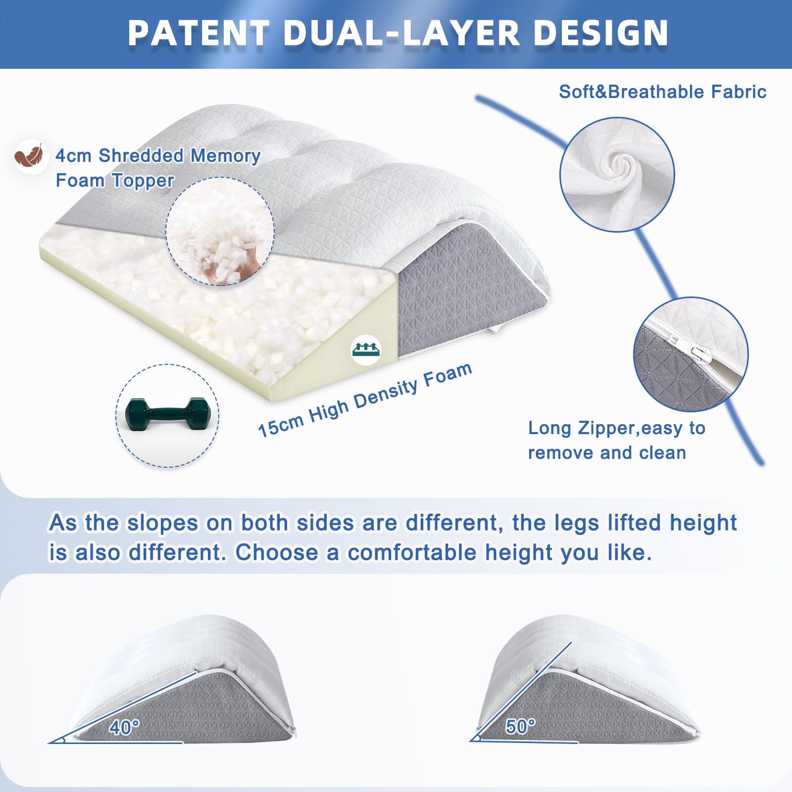 Knee Pillow Memory Foam Leg Wedge Pillow Leg Elevation Knee Support — image 4