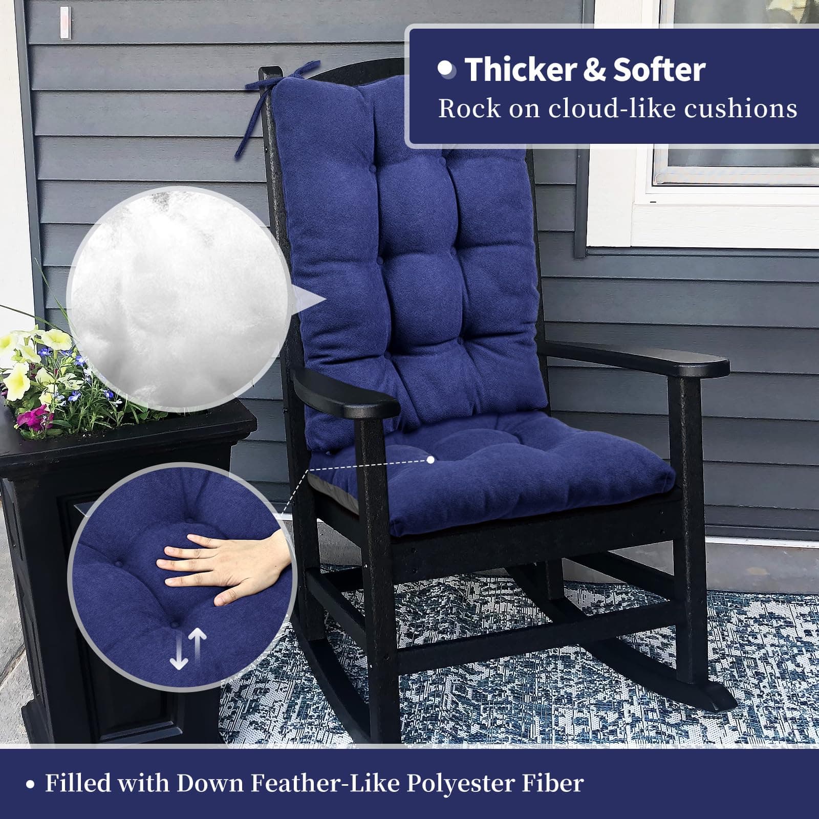 Rocking Chair Cushion Set, Seat 17 x 17 in and Back 21 x 17 in — image 2